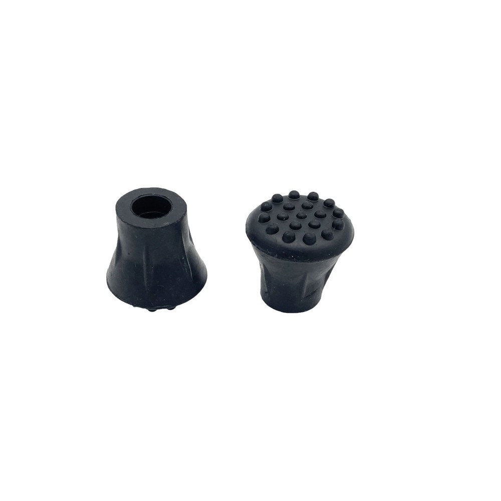 1/2" Extra Grip Black Rubber Replacement Cane Tips - 2 Pack