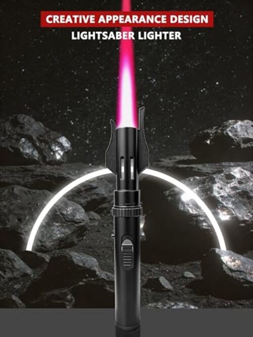 Powerful torch lighter,refillable with butane gas,reusable windproof jet Black