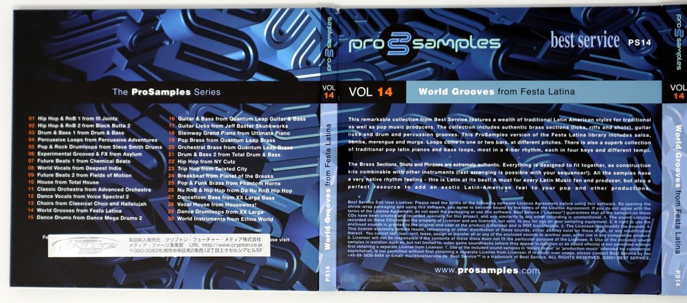 Best Service Pro Samples 22 World Grooves Sample/Sound Library/Sampling CD