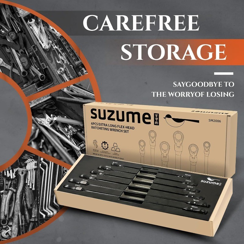 SUZUME 6Pc Extra Long Flex Ratchet 180° Head