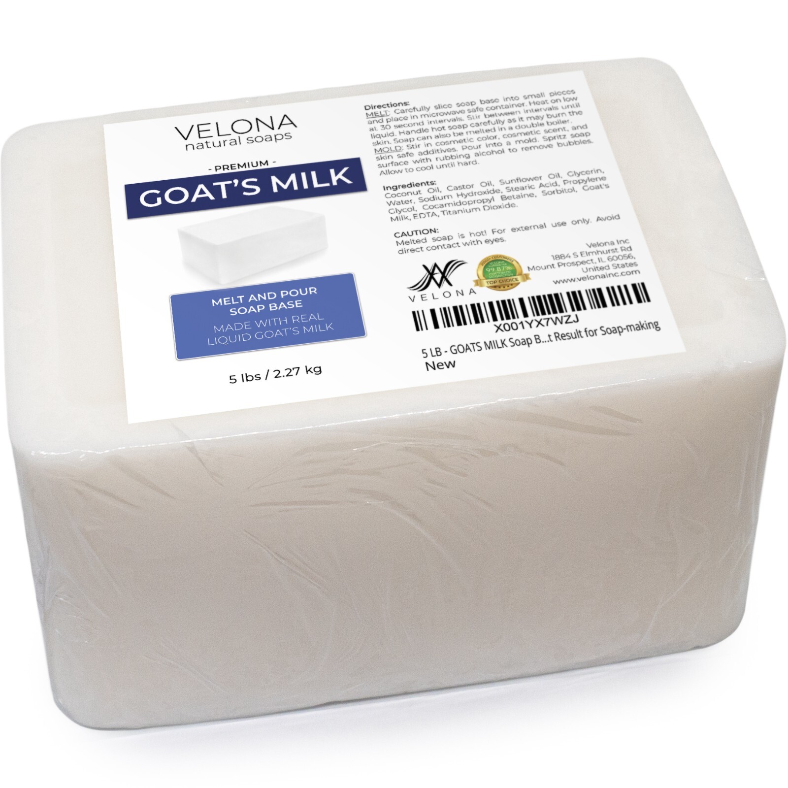 10 LB - GOATS MILK Soap Base by Velona | SLS/SLES free | Melt and Pour