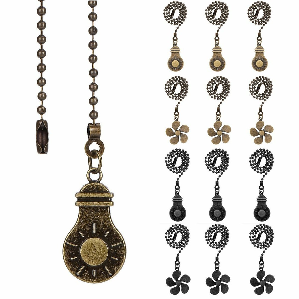 6Pcs Ceiling Fan Light Bulb Pull Chain Beaded Ball Extension Connector Decor 12"