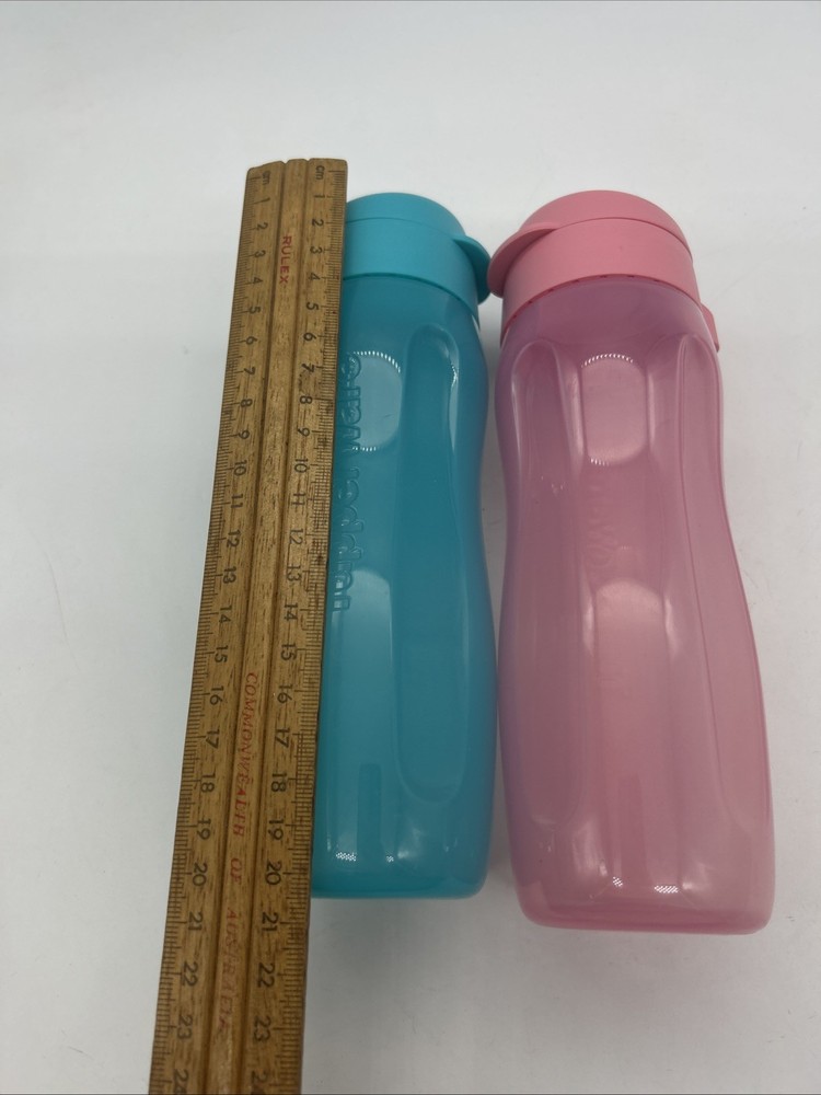 Tupperware 500ml Bottle Pair Eco Top Pink Blue Small