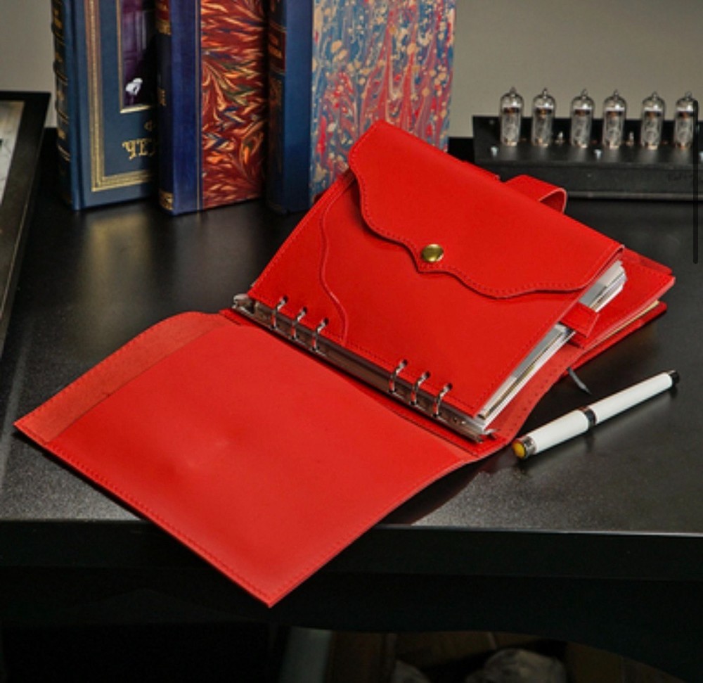 Leather notebook cover A5 light classic collection squared grid pages 2026.