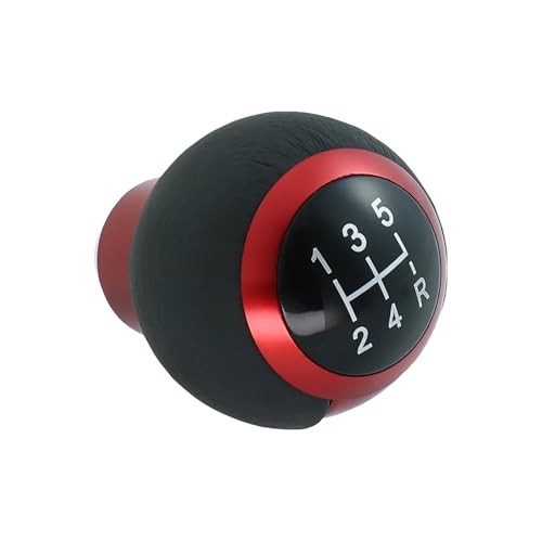 5 Speed Manual Shift Knob Leather Round Ball Gear Shifter Knobs Handle Red