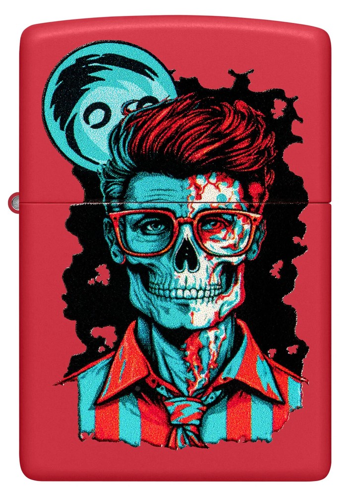 Zippo Dapper Skeleton Design Red Matte Color Image 46242