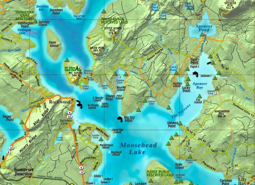 Moosehead Lake Maine Wall Map