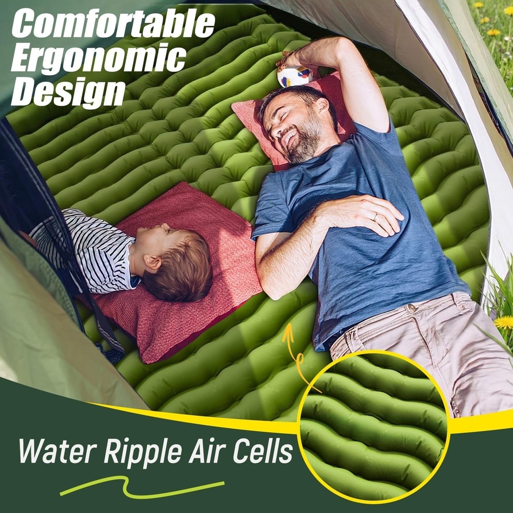 Ultra-Thick 4" Inflatable Double Sleeping Pad for Couples, Compact & Portable