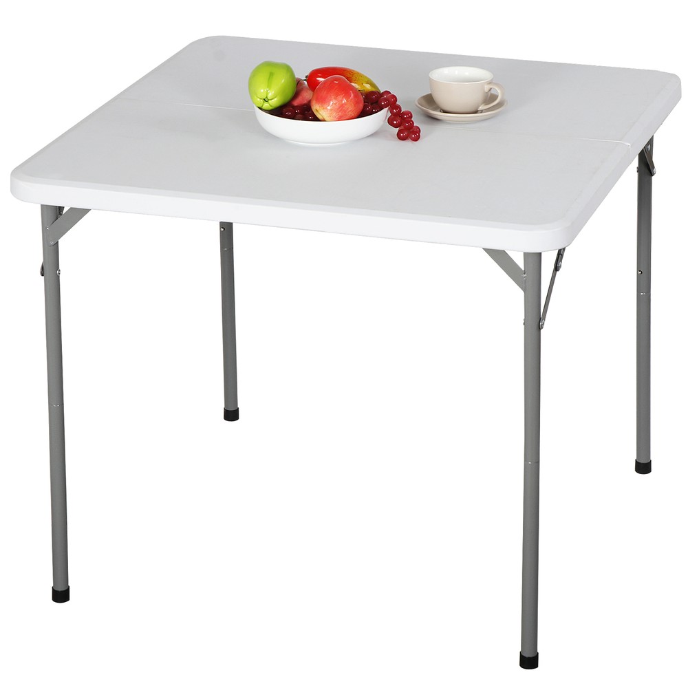 34" Fold in Half Square Table Portable Plastic Dining Card Table Foldable Home