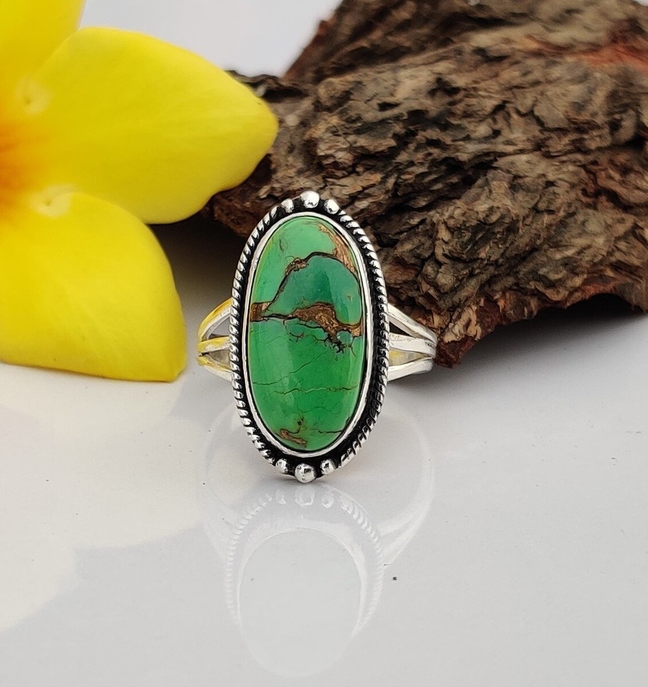 Green Copper Turquoise Ring 925 Sterling Silver Some Size Available MO1817