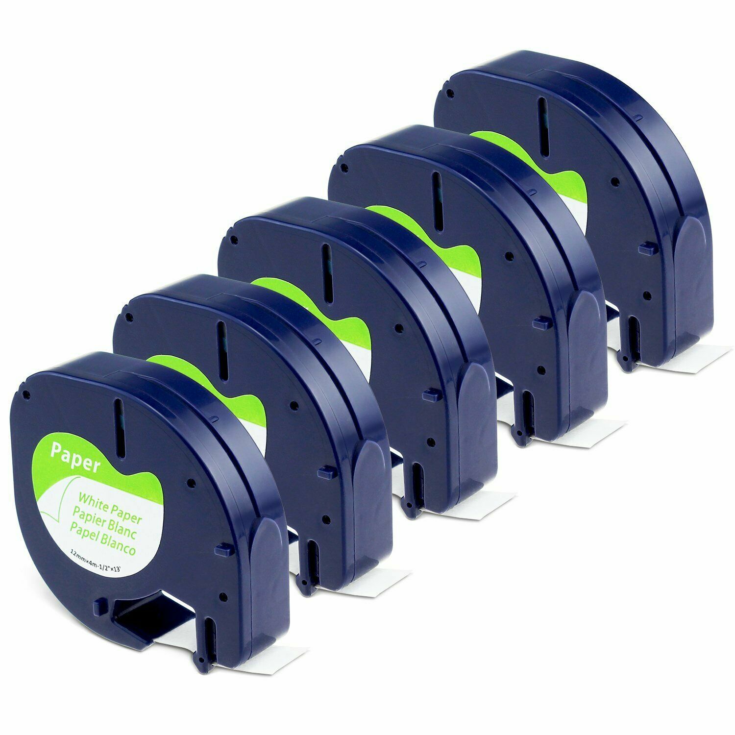 5 Pack Replace DYMO LetraTag Refills 91330 10697 White Paper Label Tape 12mm 4m