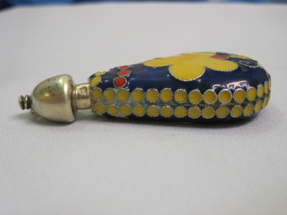 Perfume Bottle. Silver 916. Enamel. USSR 1970s.