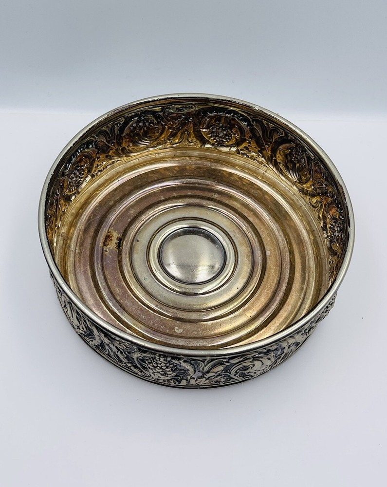 Tiffany Antique Silver Soldered Repousse Grape Pattern Wine Coaster