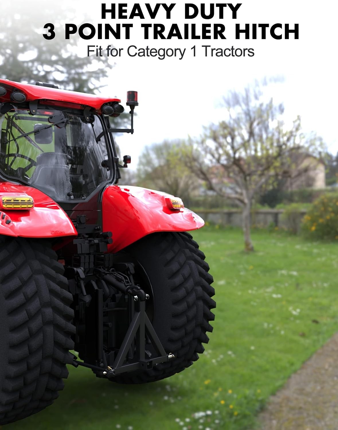 3 Point 2'' Trailer Receiver Hitch Tow Drawbar Category 1 Tractor Adapter