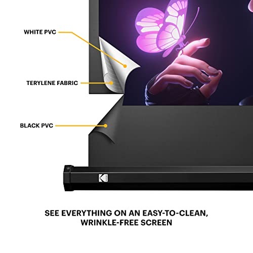 60 Inch Projector Screen with Stand | Pull Down Projection Backdrop for