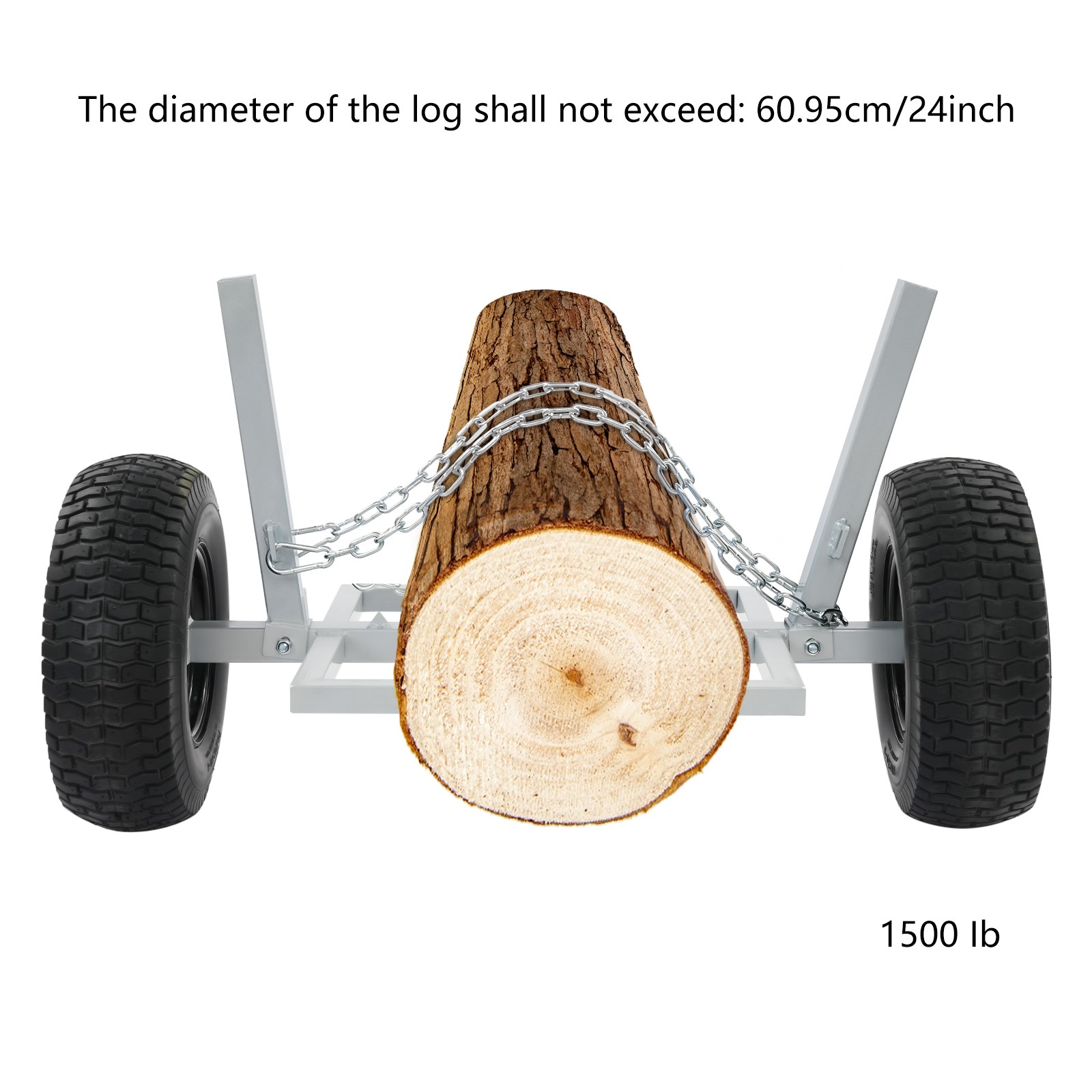 1500 LBS Capacity Log Skidder Heavy Duty Log Holder, Log Dolly with Chain Silver