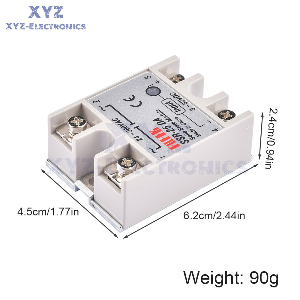 1-10PCS SSR-25DA Solid State Relay Module 25A DC 3V-32V Input AC 24V-380V Output