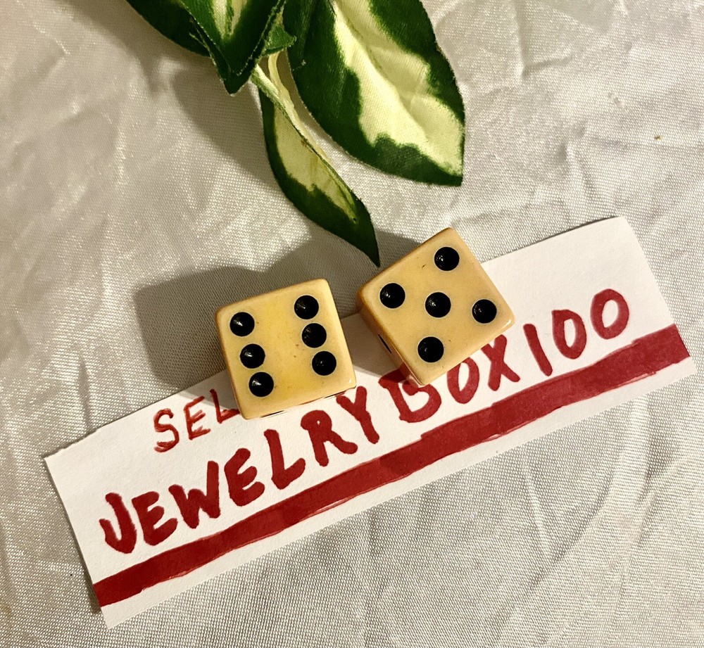 TWO Bakelite Cream Corn Dice Die Cube 5/8”
