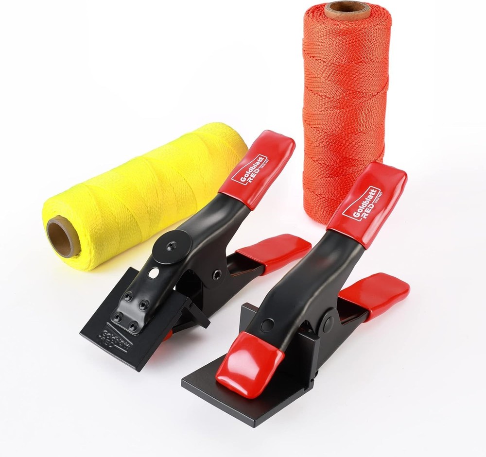 4Pcs Mason Line Clamps & String Line Rolls Concrete Tool Wall Blocks Alignment