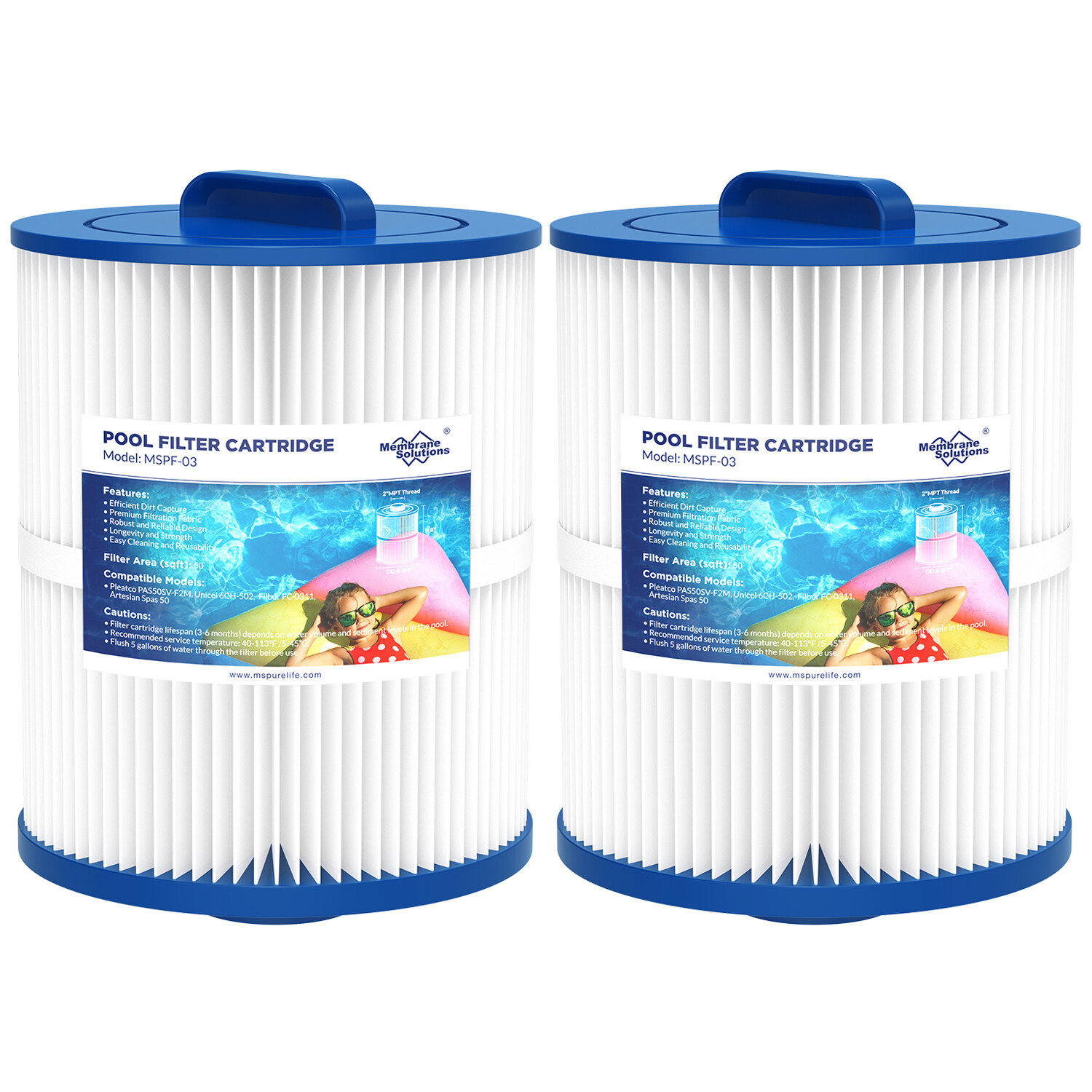 2 Pack Pool Spa Hot Tub Filter Replaces for Pleatco PAS50SV-F2M 6CH-502 FC-0311
