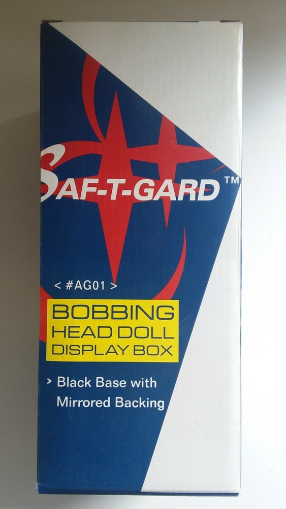 SafTgard Bobble Head Doll Plastic Display Box Stackable NIB 3 5/8 sq x 9 1/4