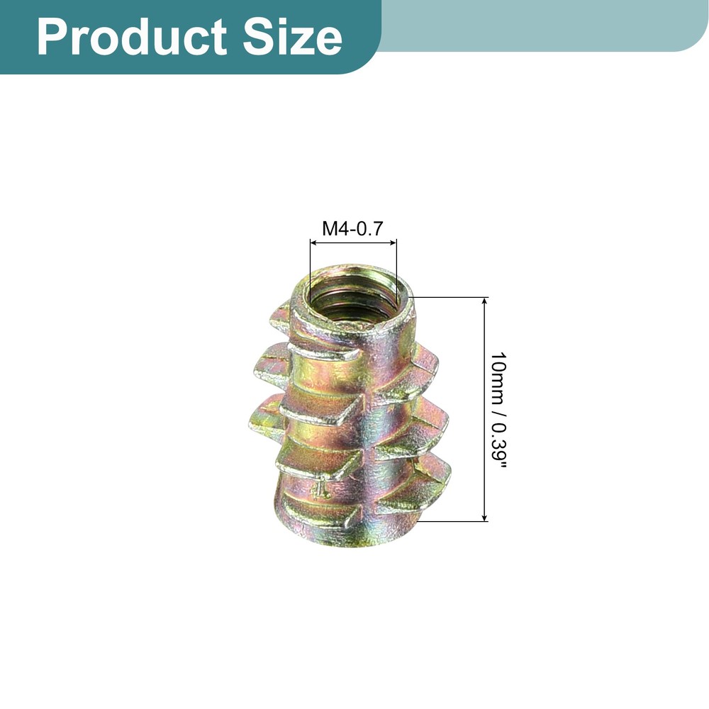 80Pcs Hex Threaded Inserts, M4-0.7x10 Zinc Alloy Hex-Flush Thread Insert