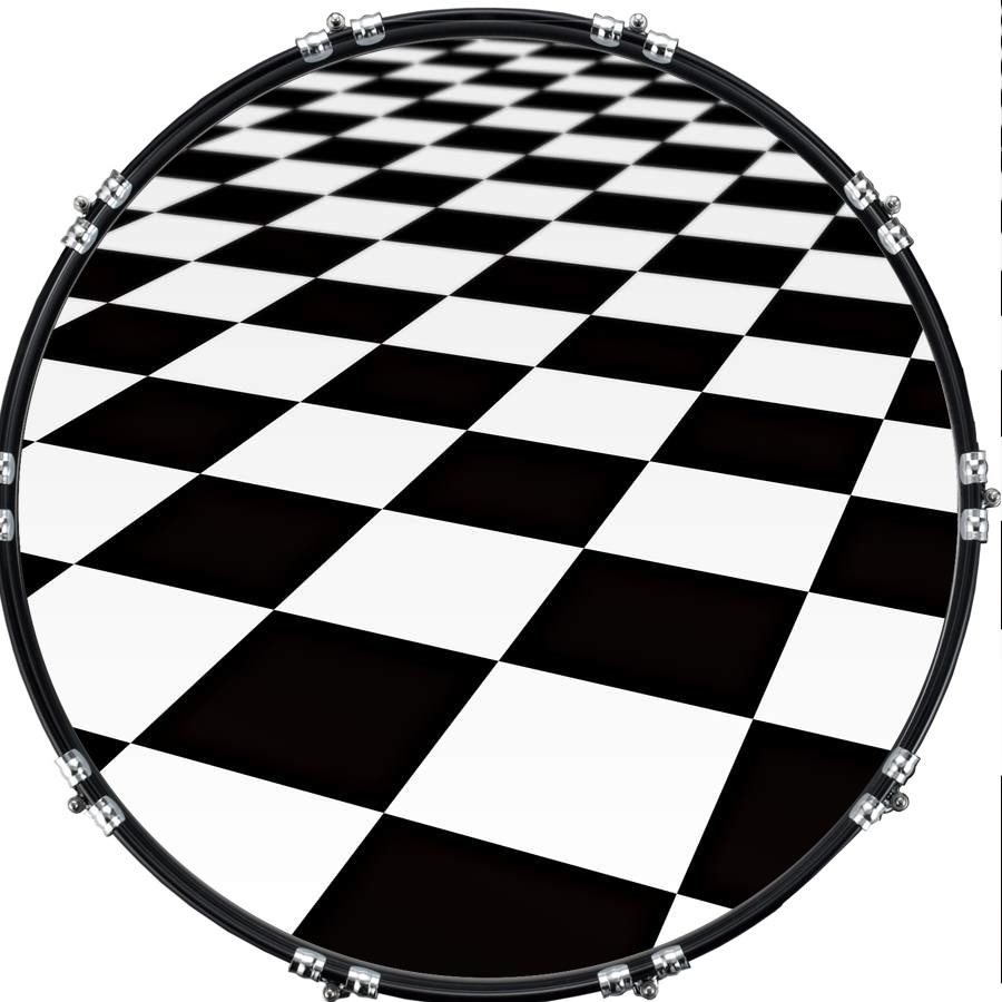 Custom 22" Kick Bass Drum Head Graphical Image Front Skin Checker 1