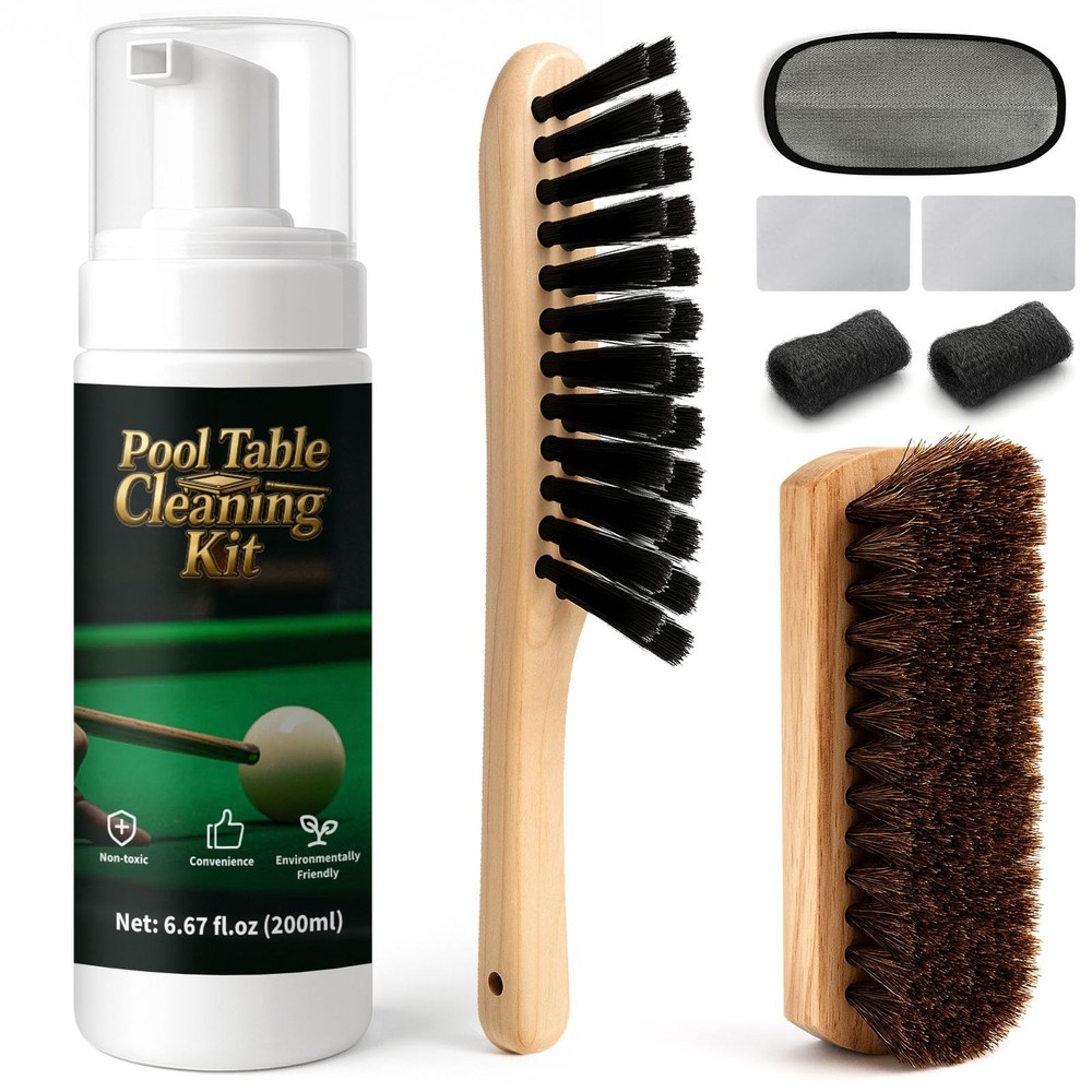 8pcs Pool Table Cleaning Kit - Powerful Cleaner Quickly Breaks Down Chalk & S...