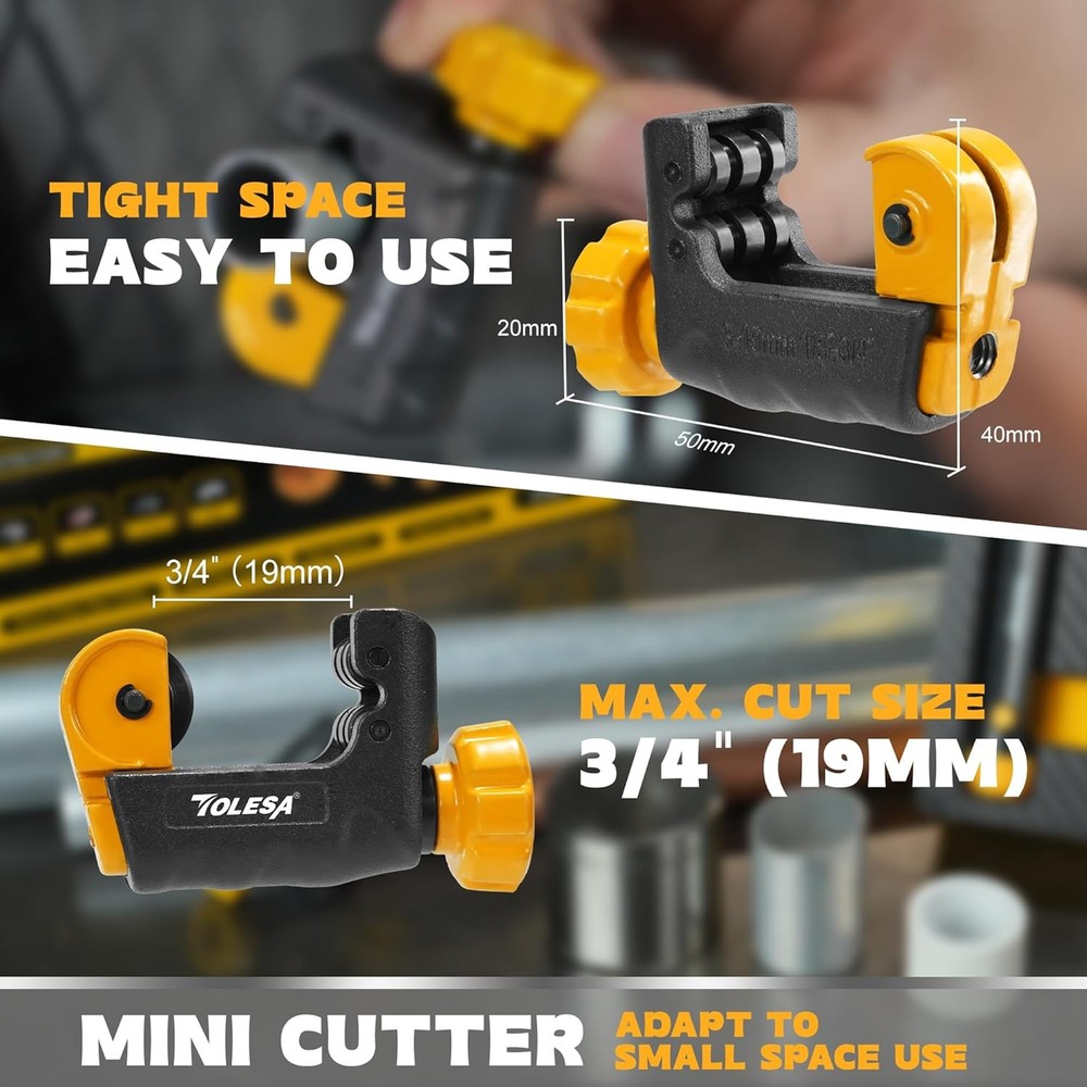Pipe Cutter Tool 1/8”-2” Heavy Duty Mini w/ Deburring Reamer