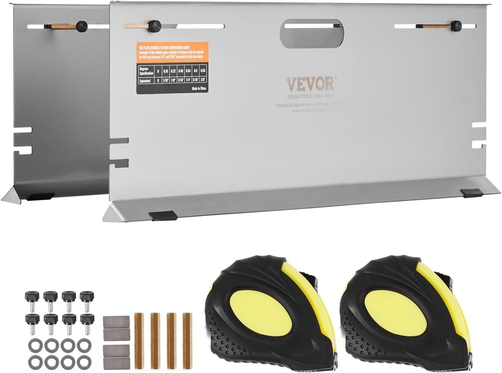 Alignment Tool Plates with Adjustable Rods for Accurate Toe Angle Measurement