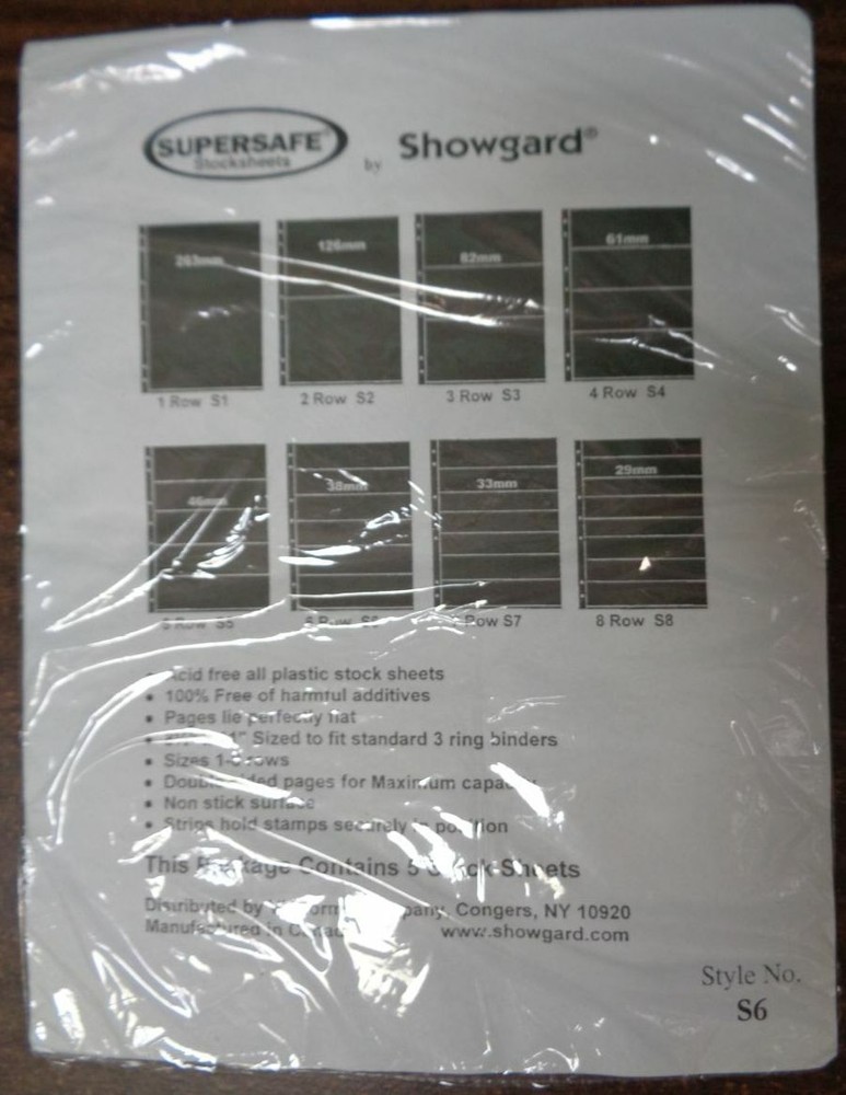 Showgard Supersafe 6 Row Black stamp Stock pages like Vario new pack 5 Dbl sided