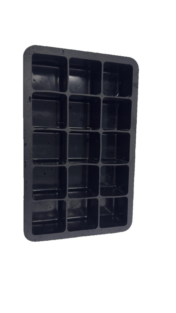 Silicone Ice Cube Trays 2 Pack Black Large Square Molds With Lids