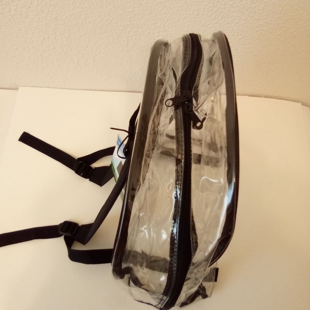 Invision Clear Black Double Adjustable Straps Top Handle Plastic Backpack NWT