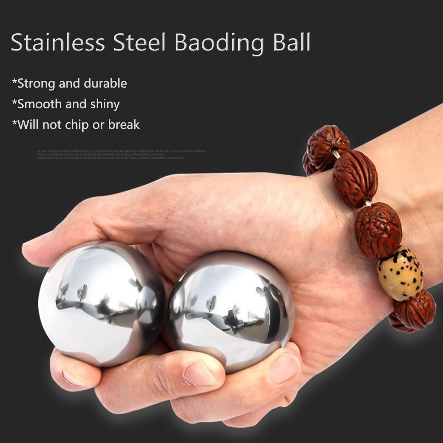 Stainless Steel Baoding Balls Set,1.57 Inches Chinese Health Balls, Metal Stress