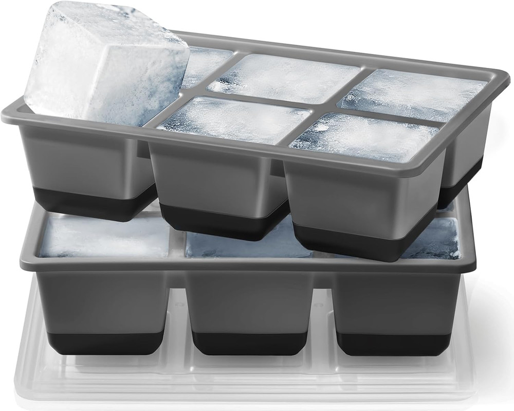 Large Ice Cube Trays 2 Pack, Easy Release 2.4" Big Ice Cubes, Stackable Ice Tray