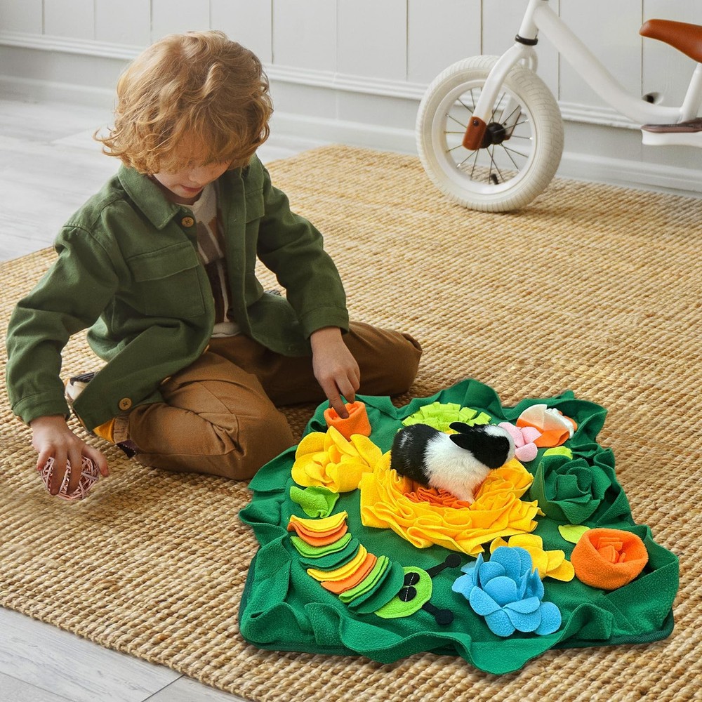Rabbit Foraging Mat, Interactive Feed Game for Boredom, Small Pet Bunny Puzzl...