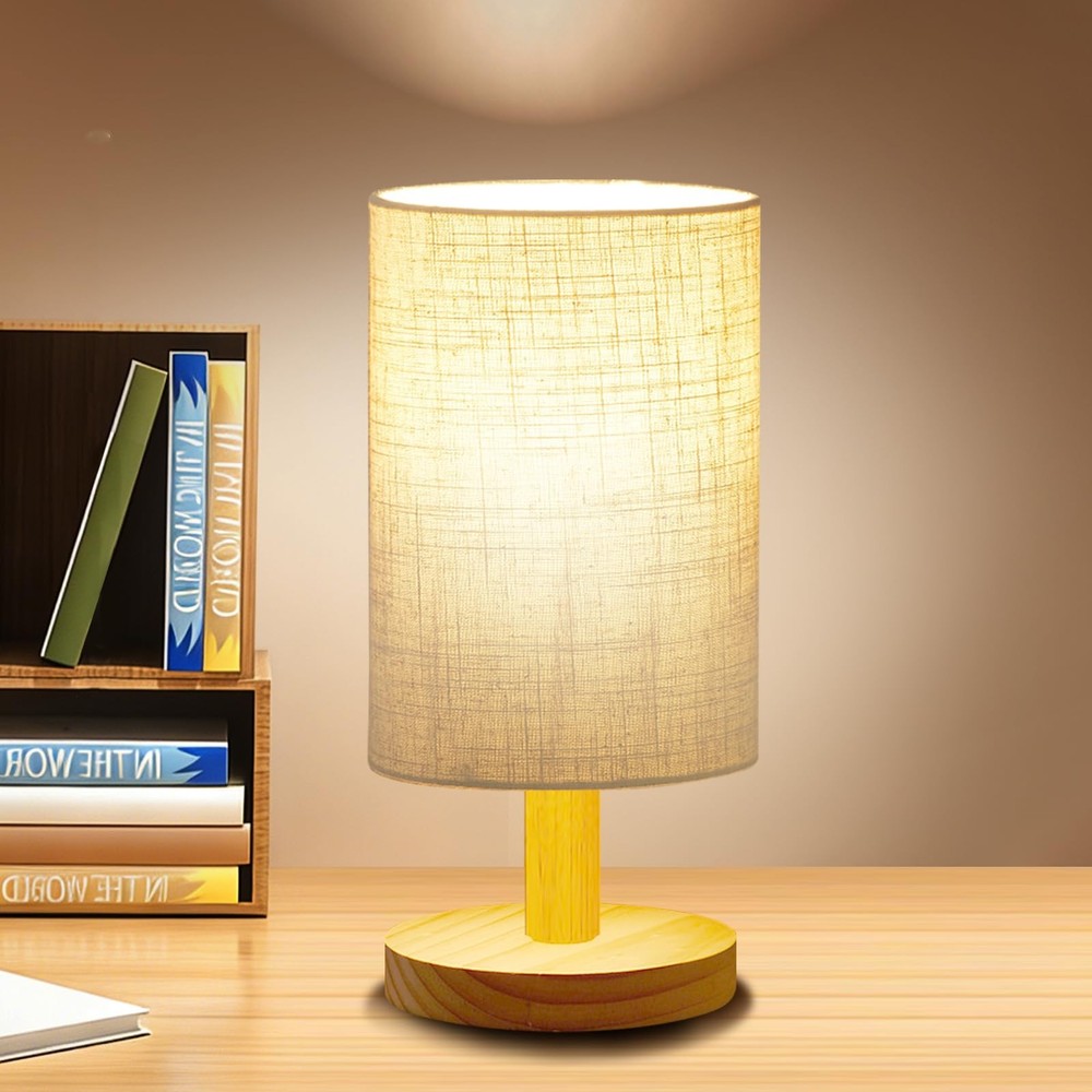 Small Table Lamp for Bedroom - Inline Control, Bedside Lamp for Warm Light LE...