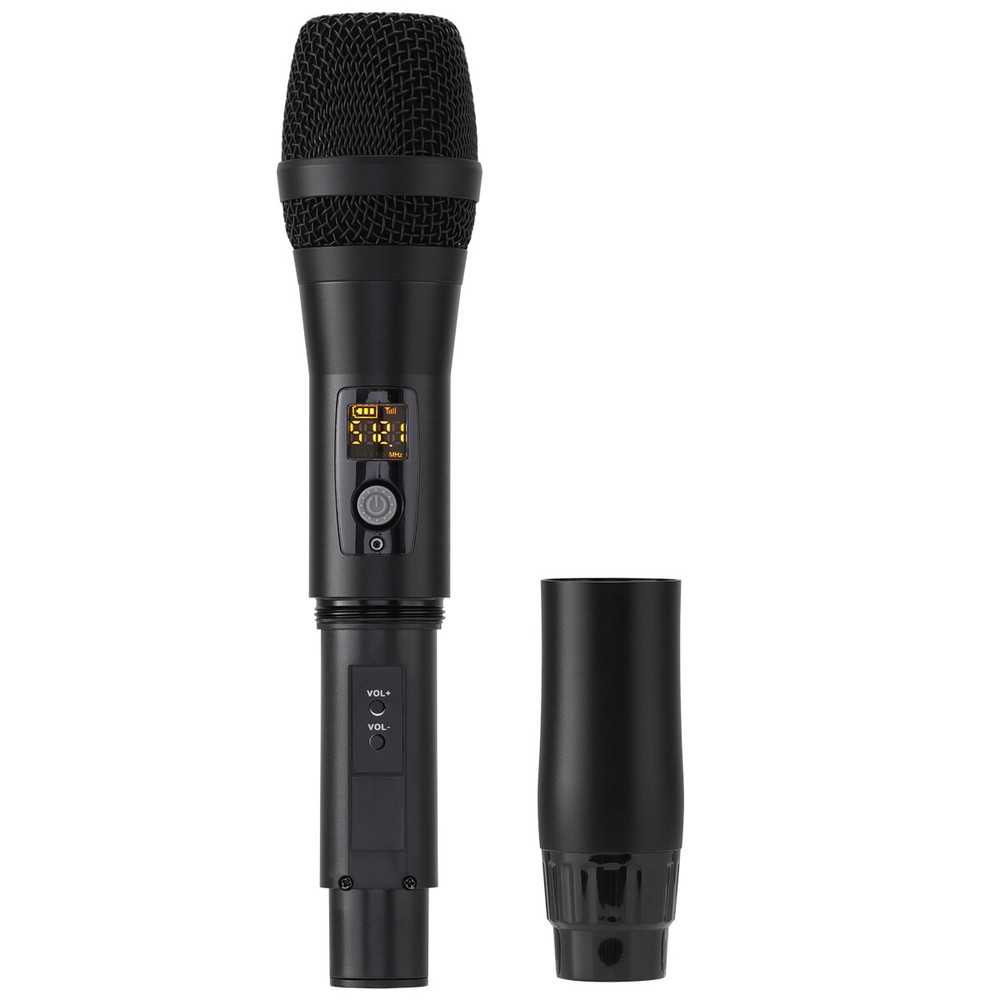 Professional UHF Rechargeable Wireless Microphone System + Auto-Connect Receiver