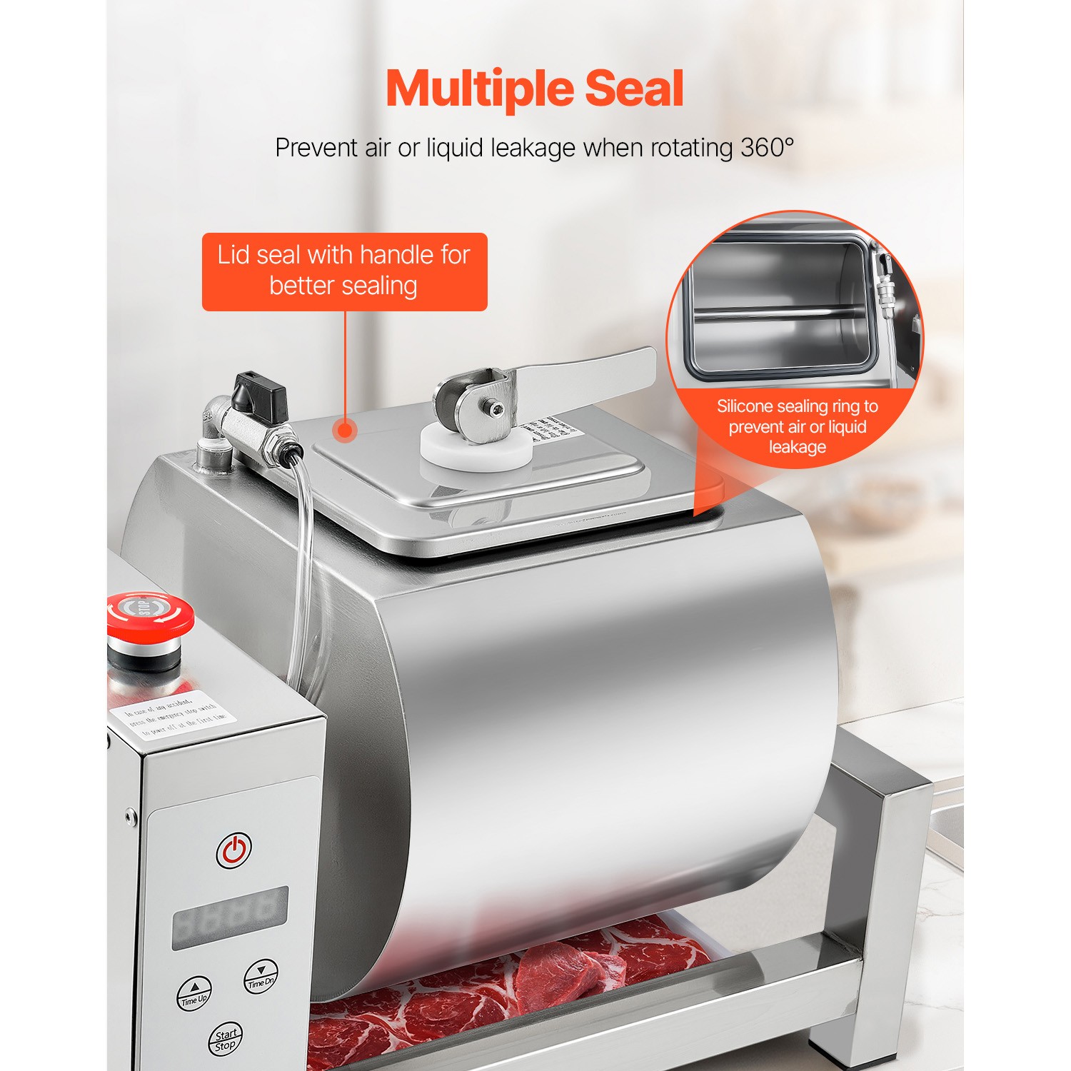 Vacuum Meat Tumbler Marinator Machine 10L Chicken Steak Fish Marinating Machine