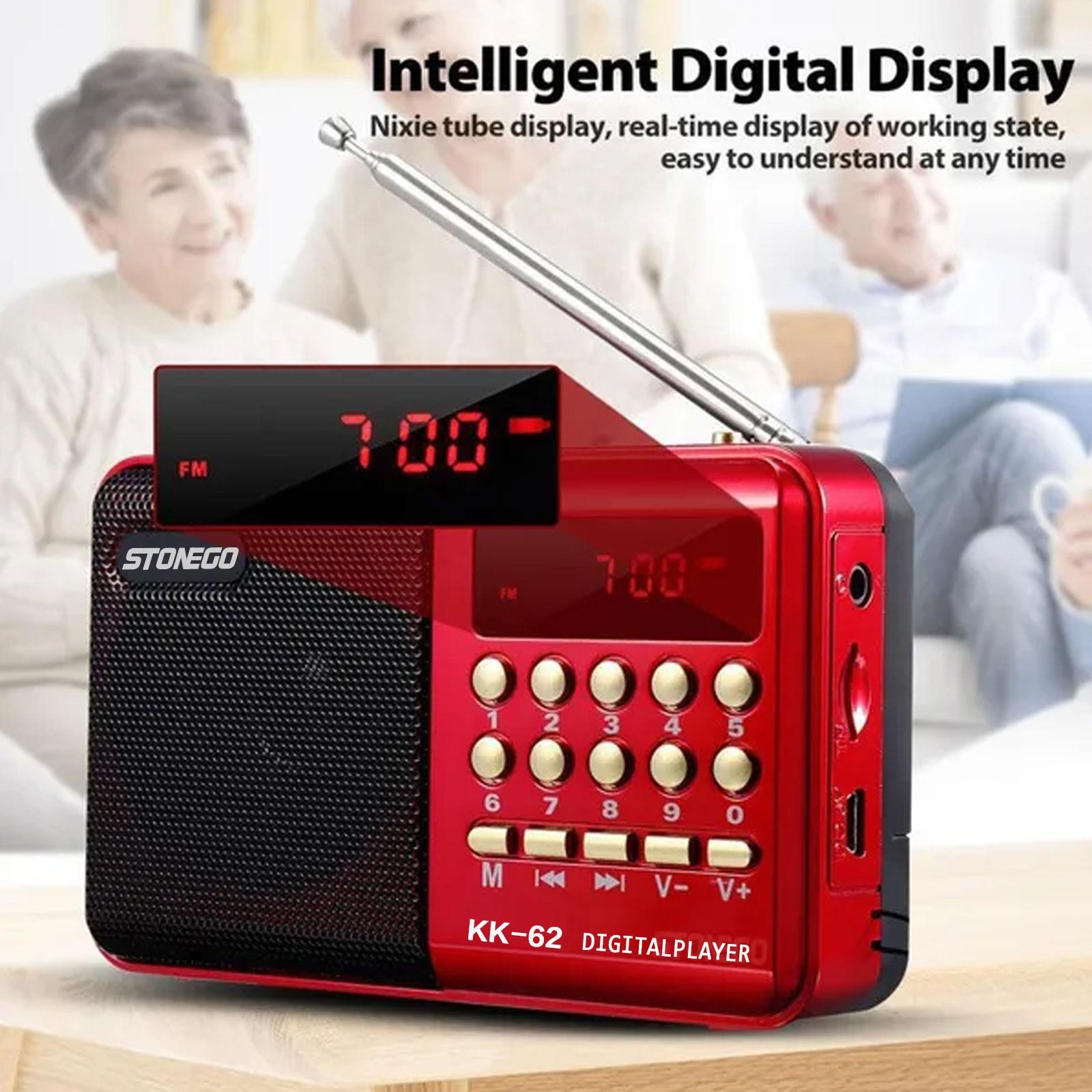 2 Size Mini Portable Radio Handheld Rechargeable Digital Fm USB Tf Mp3