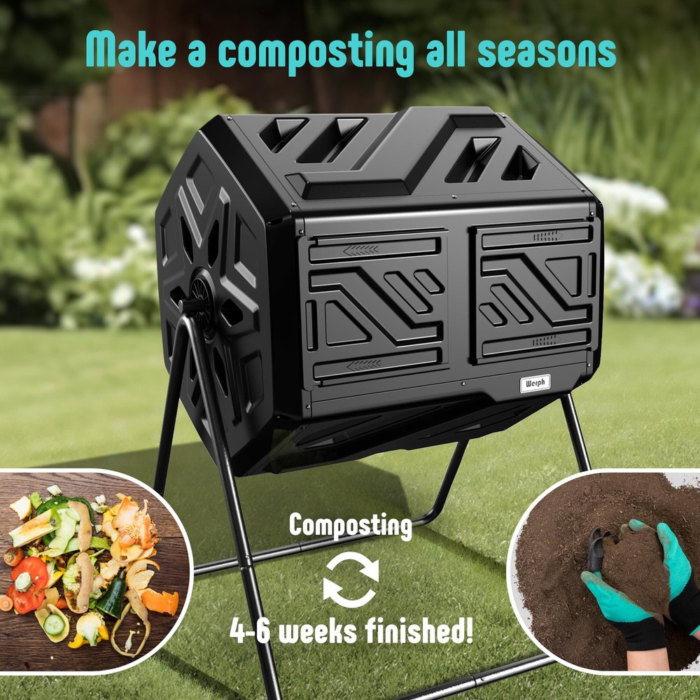 43 Gallon Compost Bin with Gloves, Fast Assembly & Easy Setup Outdoor Compost...