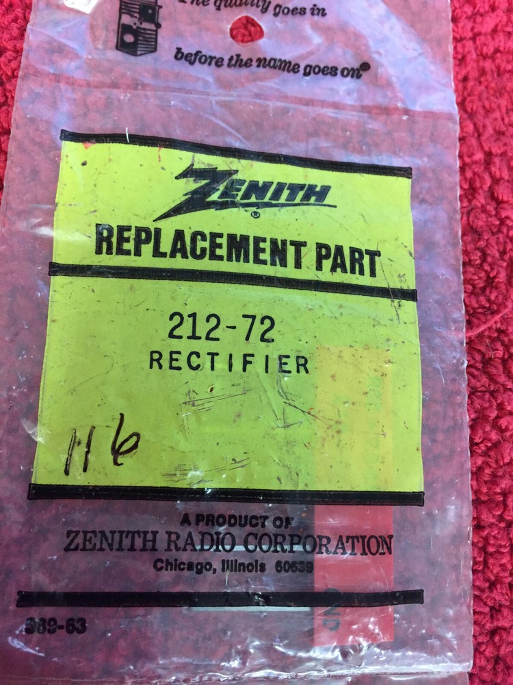 212-72 ZENITH RECTIFIER NOS
