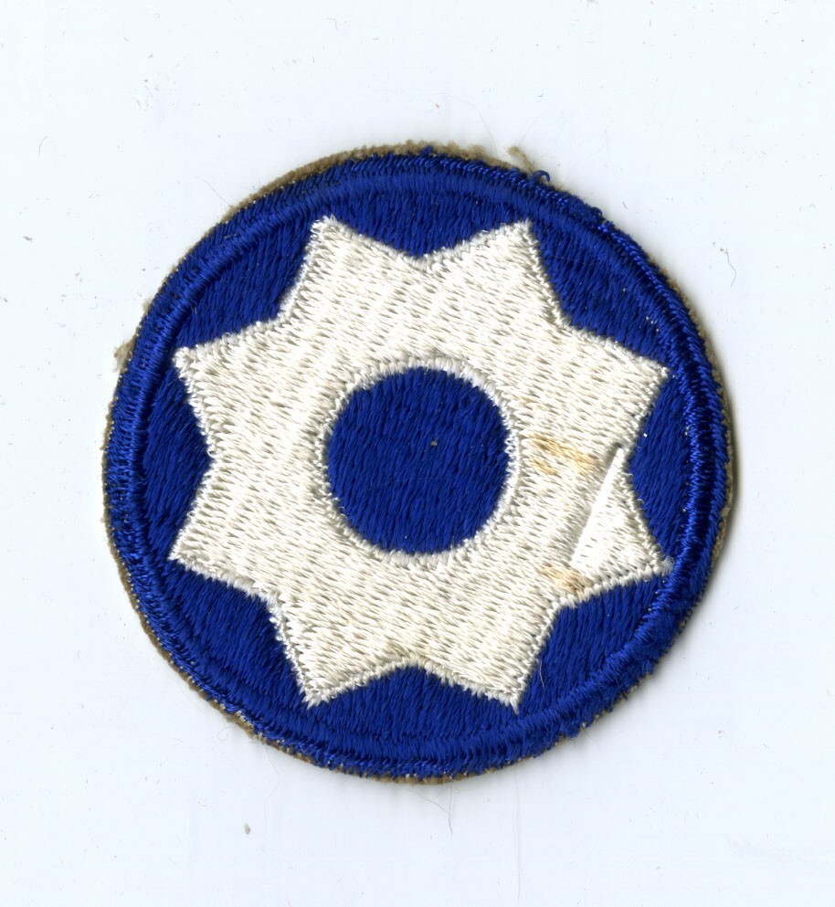 8th Service Command White Back Patch WWII Vintage Southern States