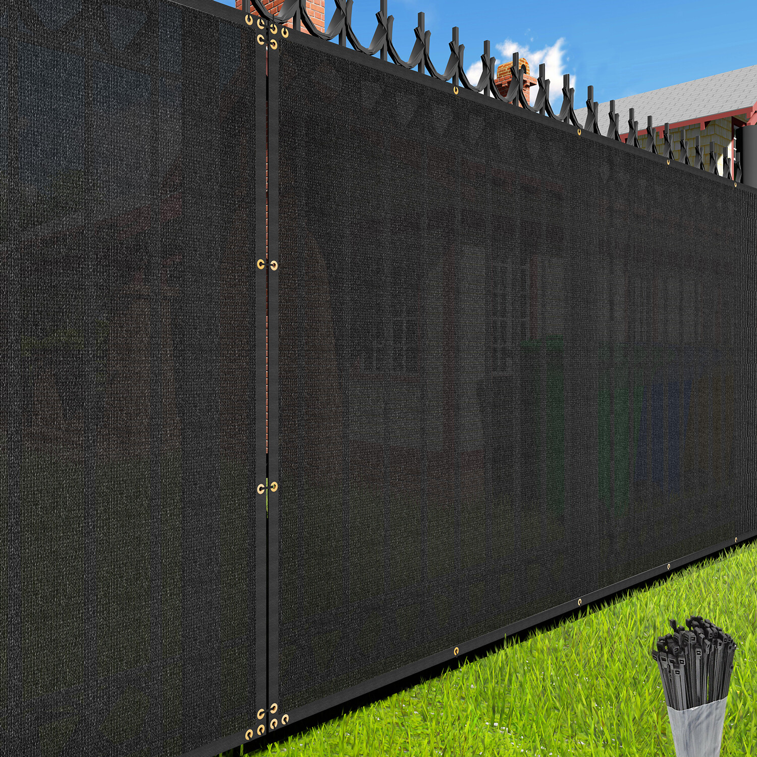 4' 5' 6' 8' Windscreen Privacy Fence Screen Shade Cover Mesh Tarp Garden-Black