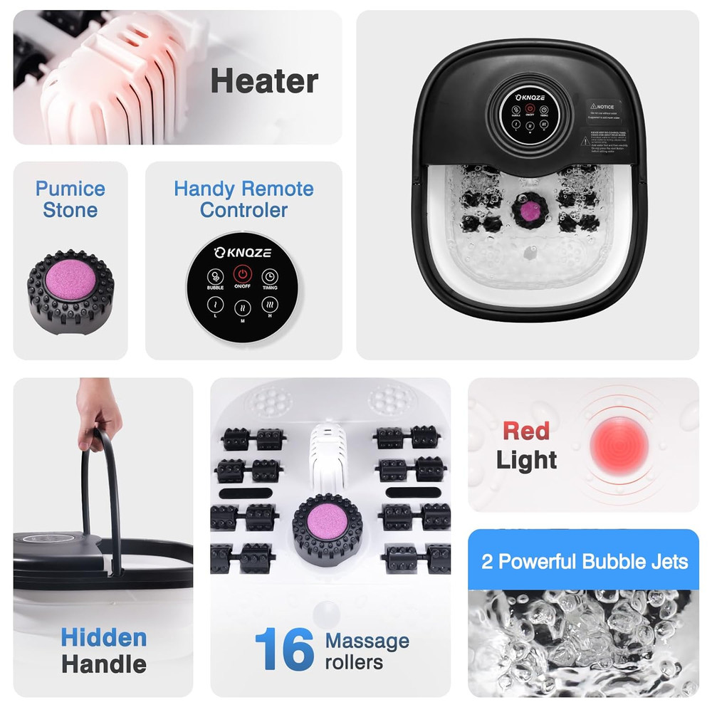Collapsible Foot Spa Bath with Heat, Remote Control, Temperature Control, Bubble