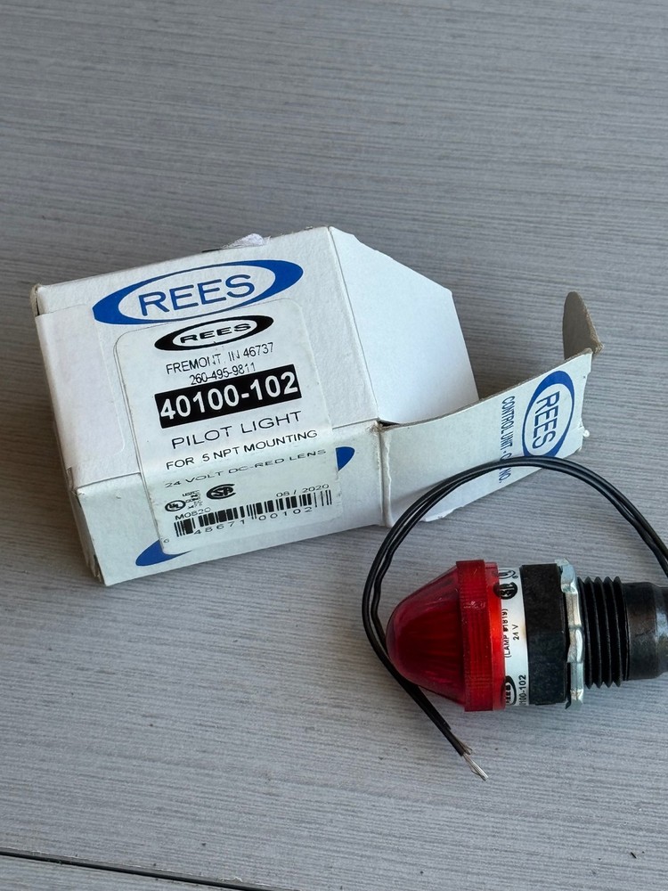 Rees Pilot Light Indicator Red Lens 24V DC 40100-102 5 NPT Panel Mounting