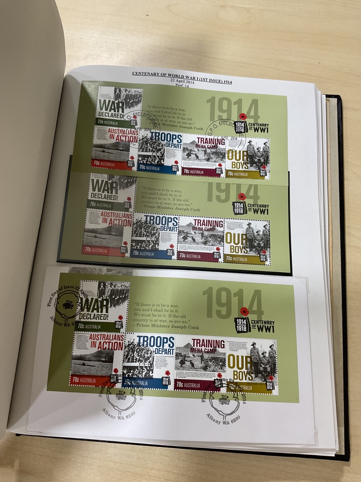 Australian stamps, coin covers + presentation pack. 2014. Album. G/127