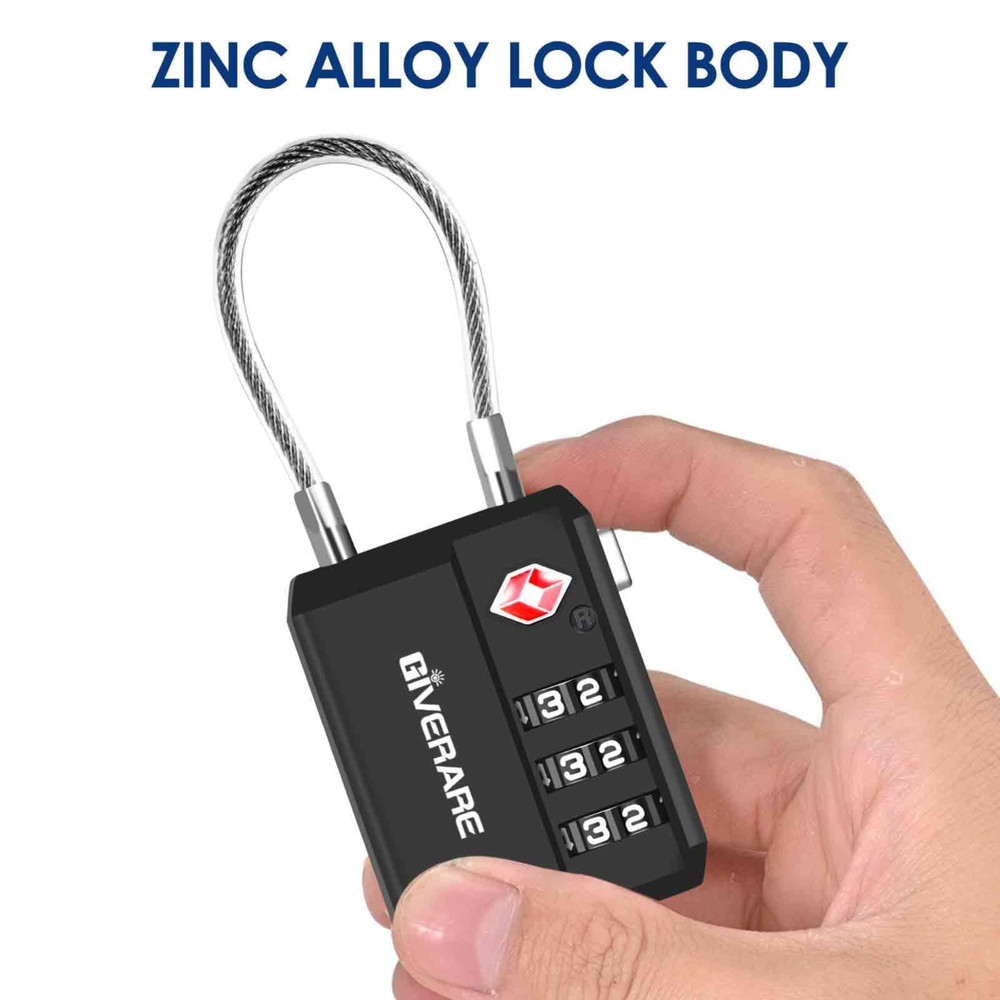 TSA Approved Weatherproof Cable Luggage Locks - Black