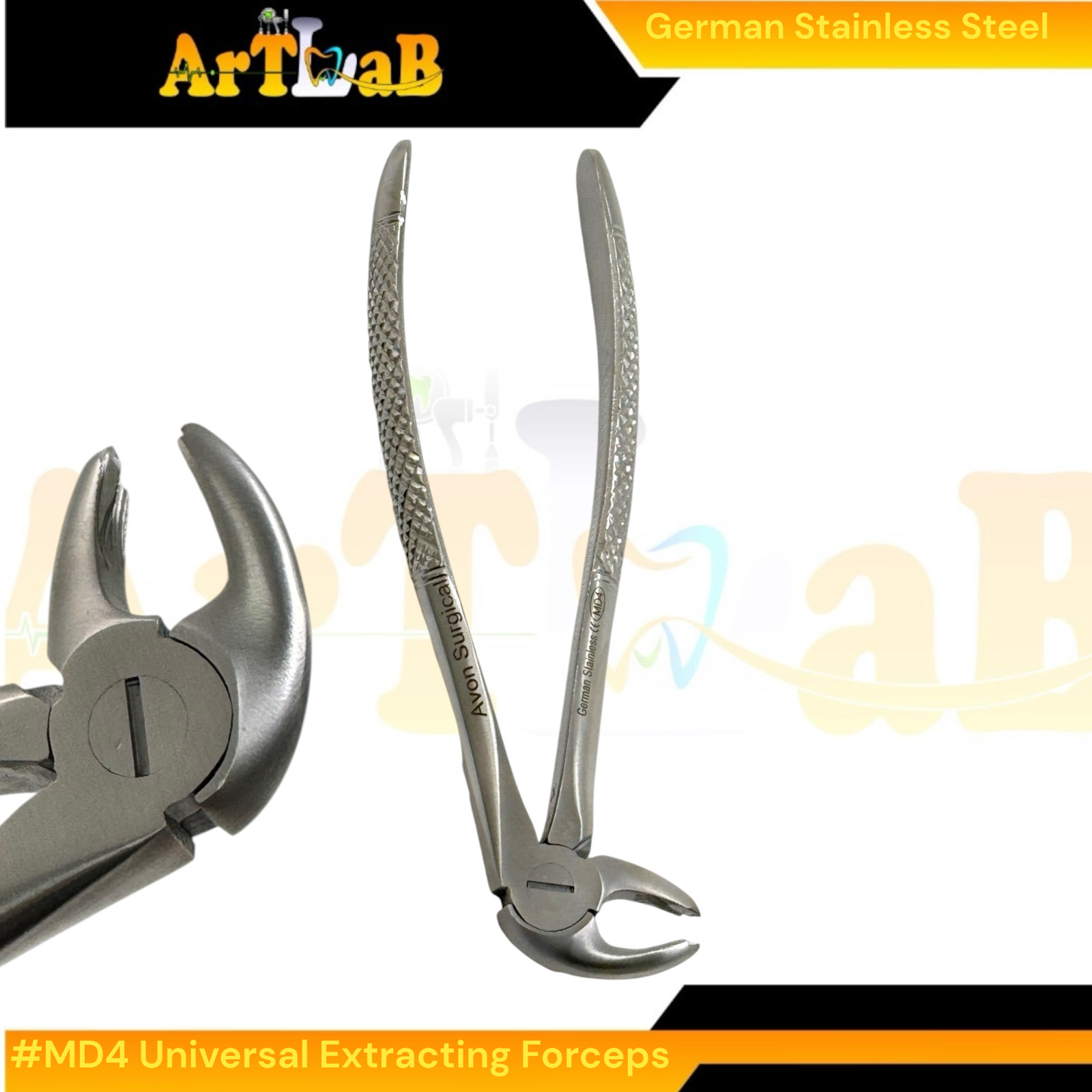 Universal Tooth Extraction Pliers MD4 for Lower Molars - German Stainless Steel