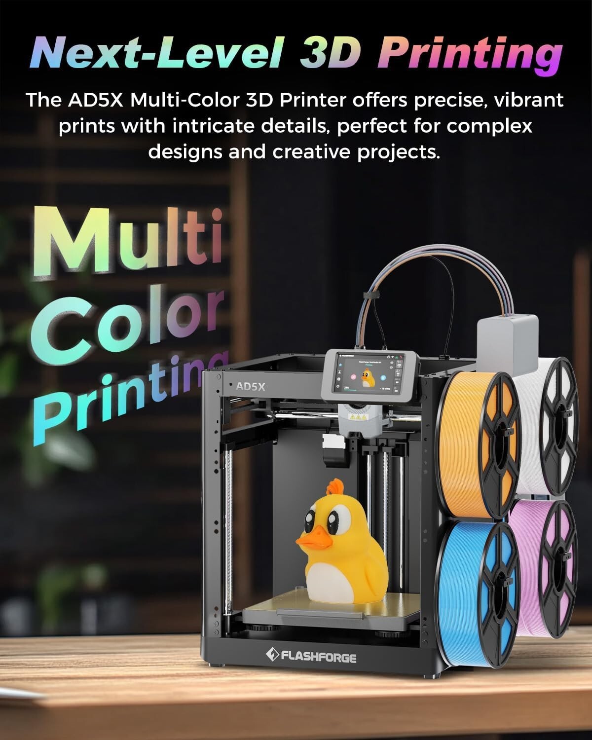 FLASHFORGE AD5X Multi-Color 3D Printer Max 600mm/s Print Auto Leveling Core XY